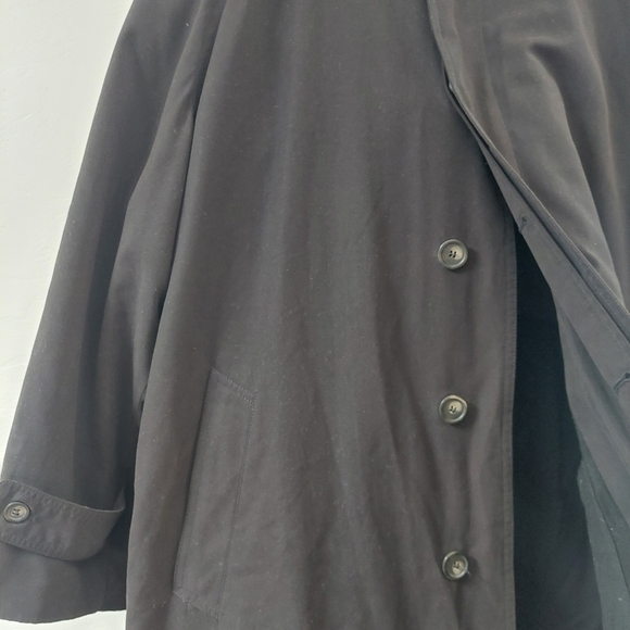 Ralph Lauren Black Trench Coat Vintage Size 44R Men Wool Liner Microfiber Soft - Picture 9 of 15